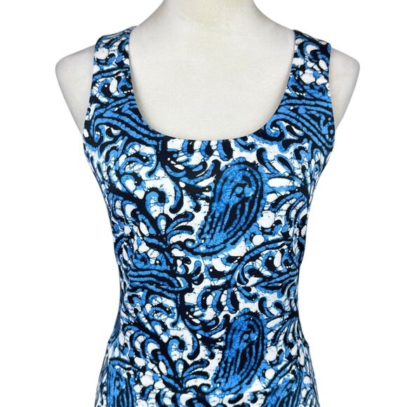 MICHAEL Michael Kors Blue White Bold Paisley Sleeveless Fit & Flare Dress - Picture 5 of 12